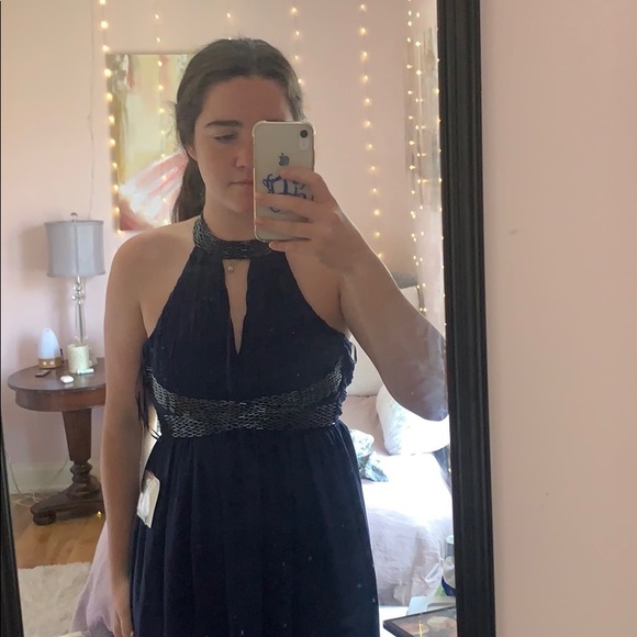 NWT dark blue evening or prom dress. - Picture 3 of 4